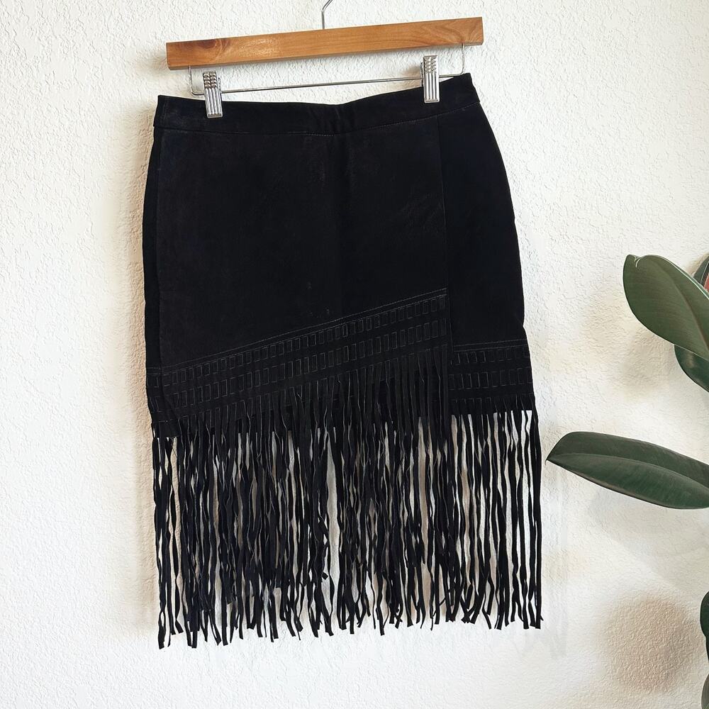 Blanknyc 100% Leather Suede Mini Skirt 26 Fringe Western Coachella Boho Festival